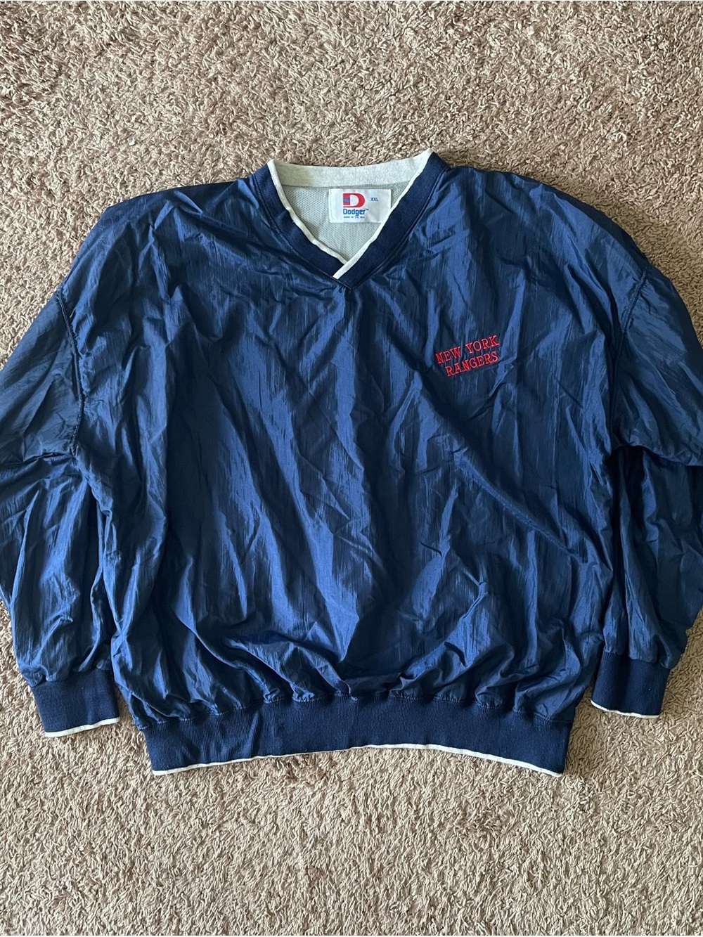 Dodger Navy New York Rangers Pullover V-Neck Jacket